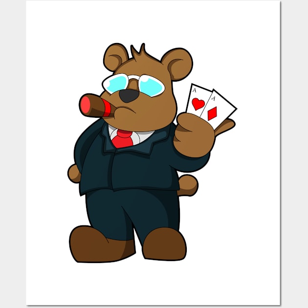 Bear at Poker with Cards Wall Art by Markus Schnabel